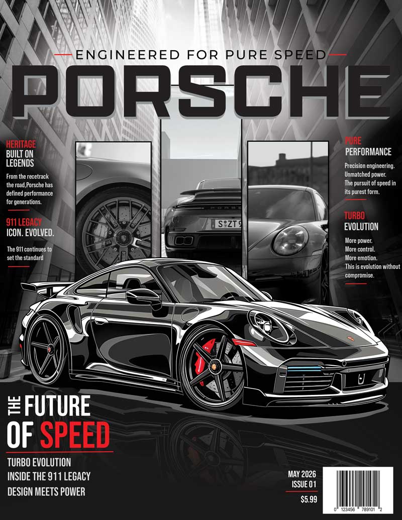 Porsche Magazine Cover Design